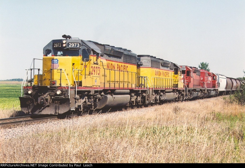 Grain train rolls south